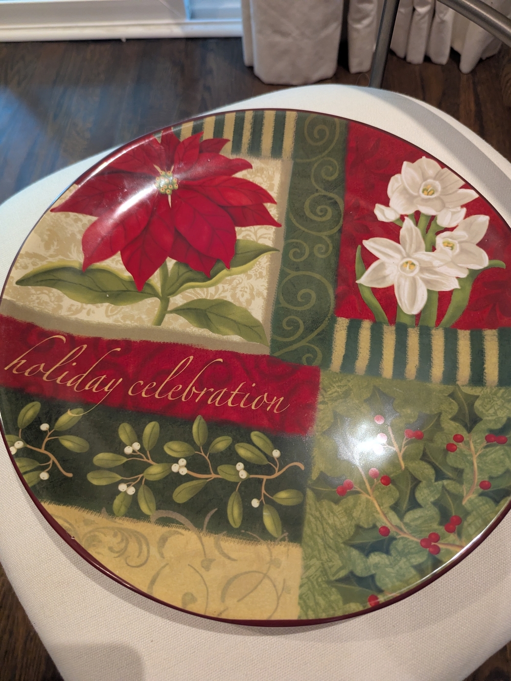 New Festive Holiday Poinsettia Serving Platter Set